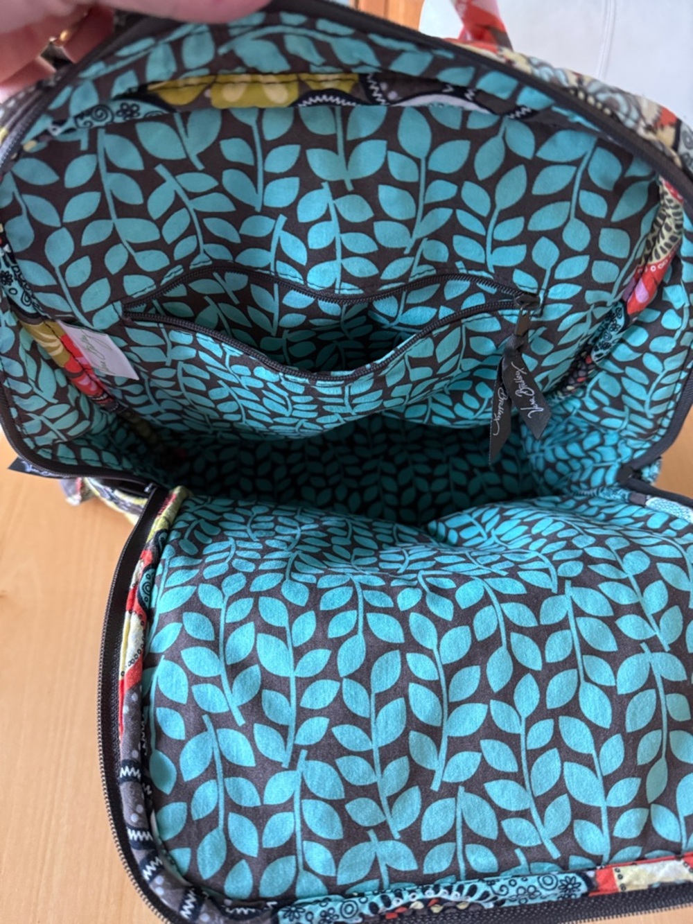 Vera Bradley Quilted Floral Backpack - Blue, Red, Yellow, Brown - Picture 3 of 4